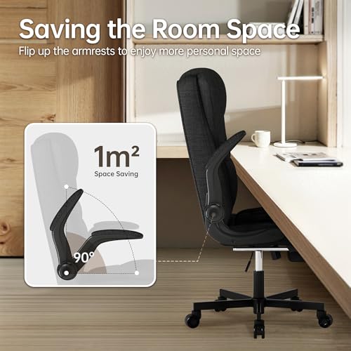 Fabric Ergonomic High Back Office Chair with Footrest, Black I12851