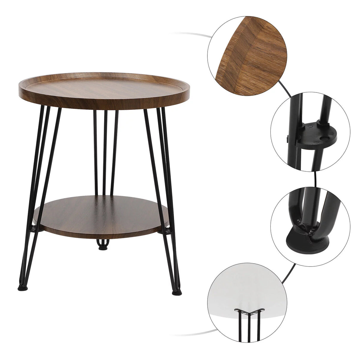 Round End Table with Storage Shelf W880703