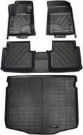 Black 2 Rows and Cargo Liner Set All-Weather Rubber Car Floor Mats N319163