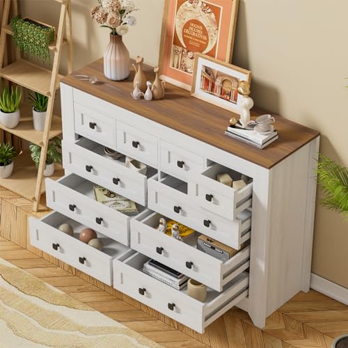 White 54" Wide 3 Drawer Wood Dresser with Sliding Barn Doors V76305