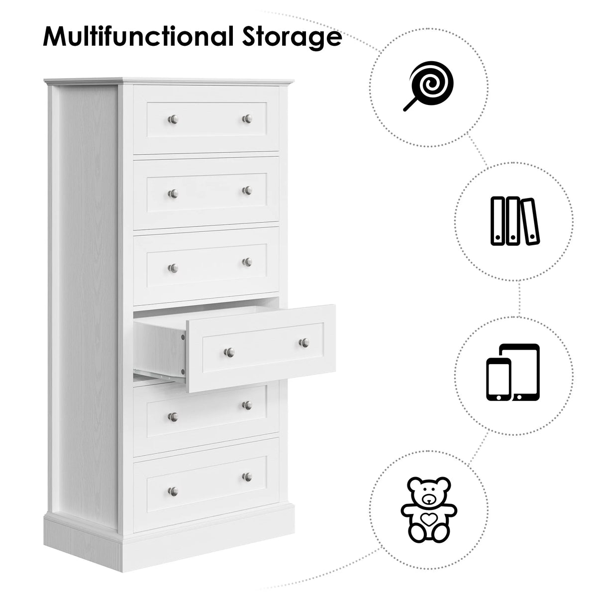 White 6 Drawer Dresser Z987330