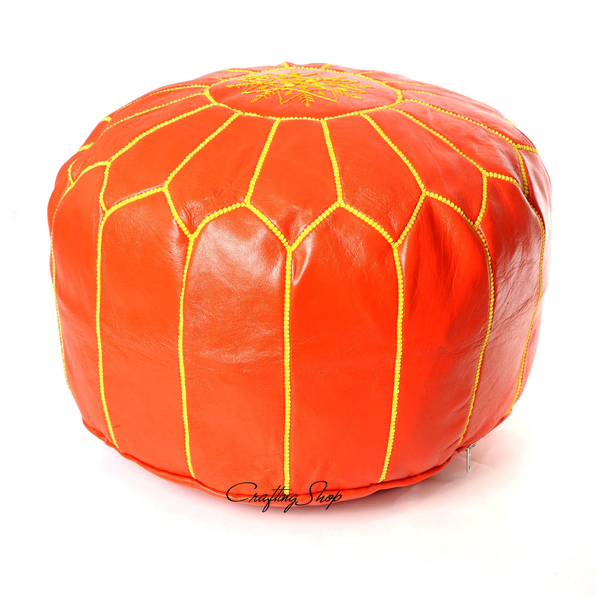 Handmade Moroccan Leather Pouf Ottoman D179