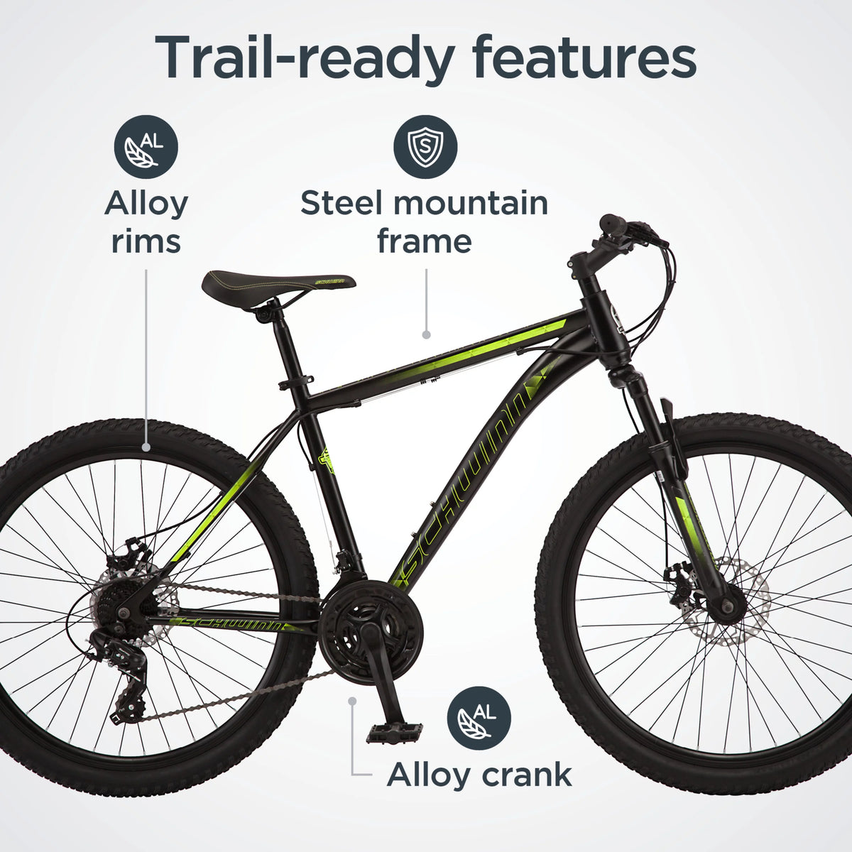 26-inch 21 Speed Black Mountain Bike W2364