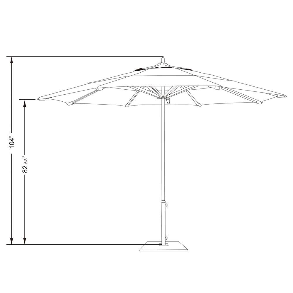 11 ft Aluminum Pole Market Umbrella with Push Lift - Sunbrella Fabric-Teak K5320
