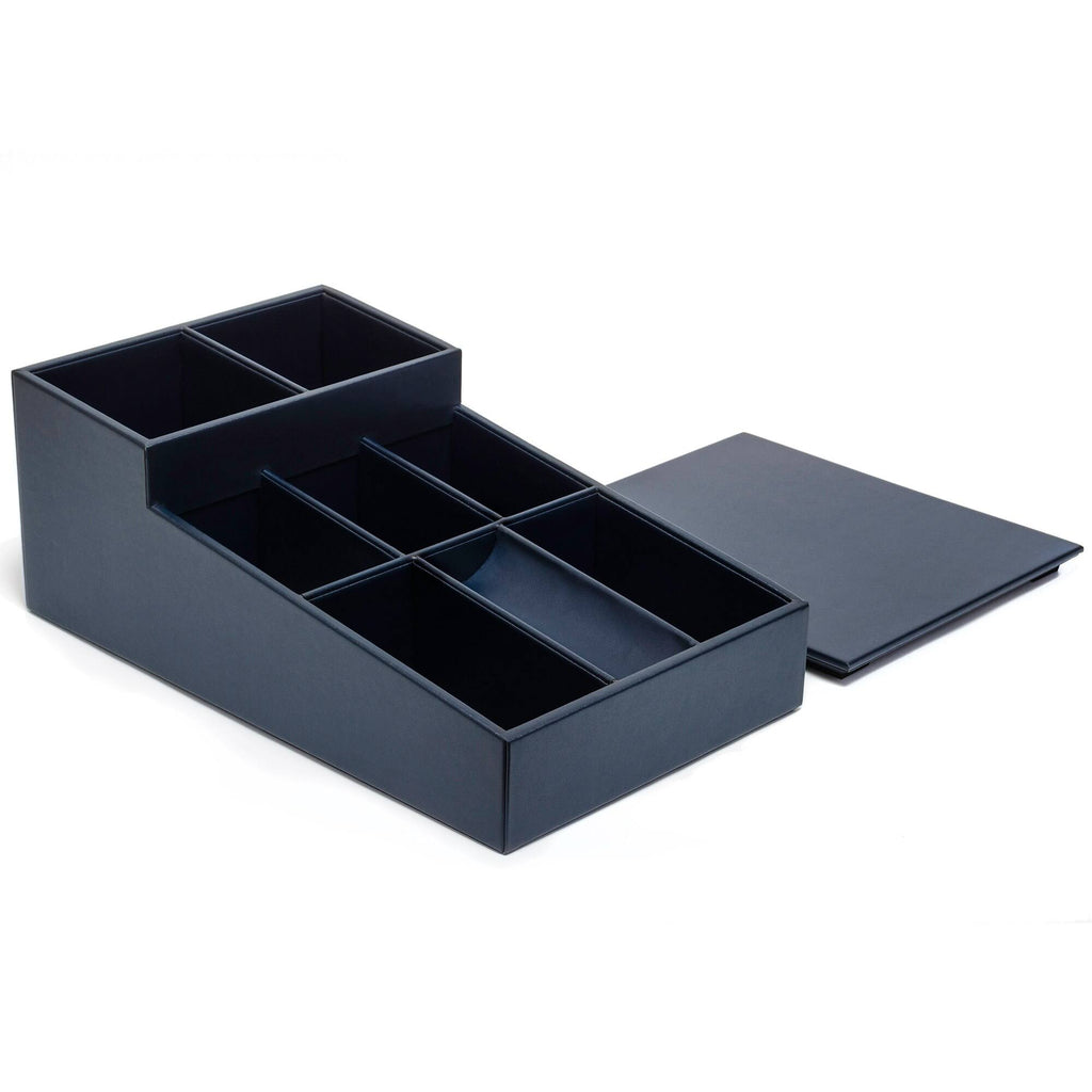 Navy Blue Leatherette Coffee Condiment Organizer O73578
