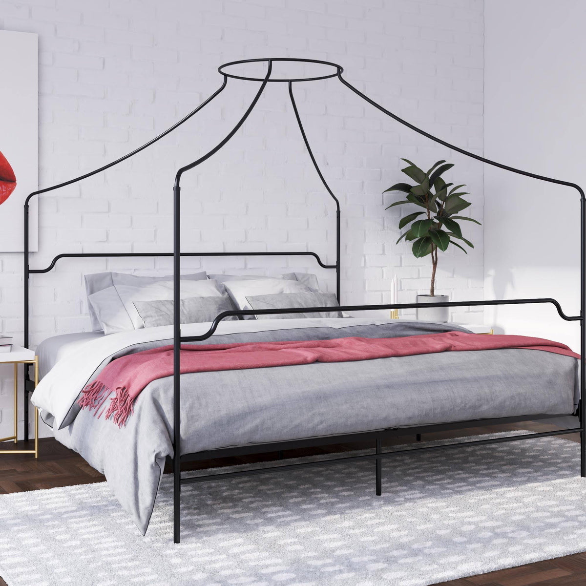 King Size Black Metal Canopy Bed E195
