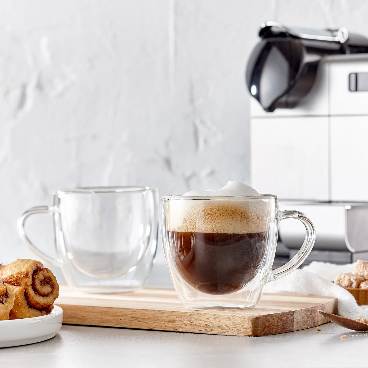 Insulated Double Wall Glass Mug Set of 4, 225ml H169