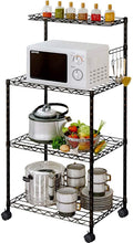 4-Tier Kitchen Baker’s Rack with Wire Mesh Shelves and Wheel Casters T202926