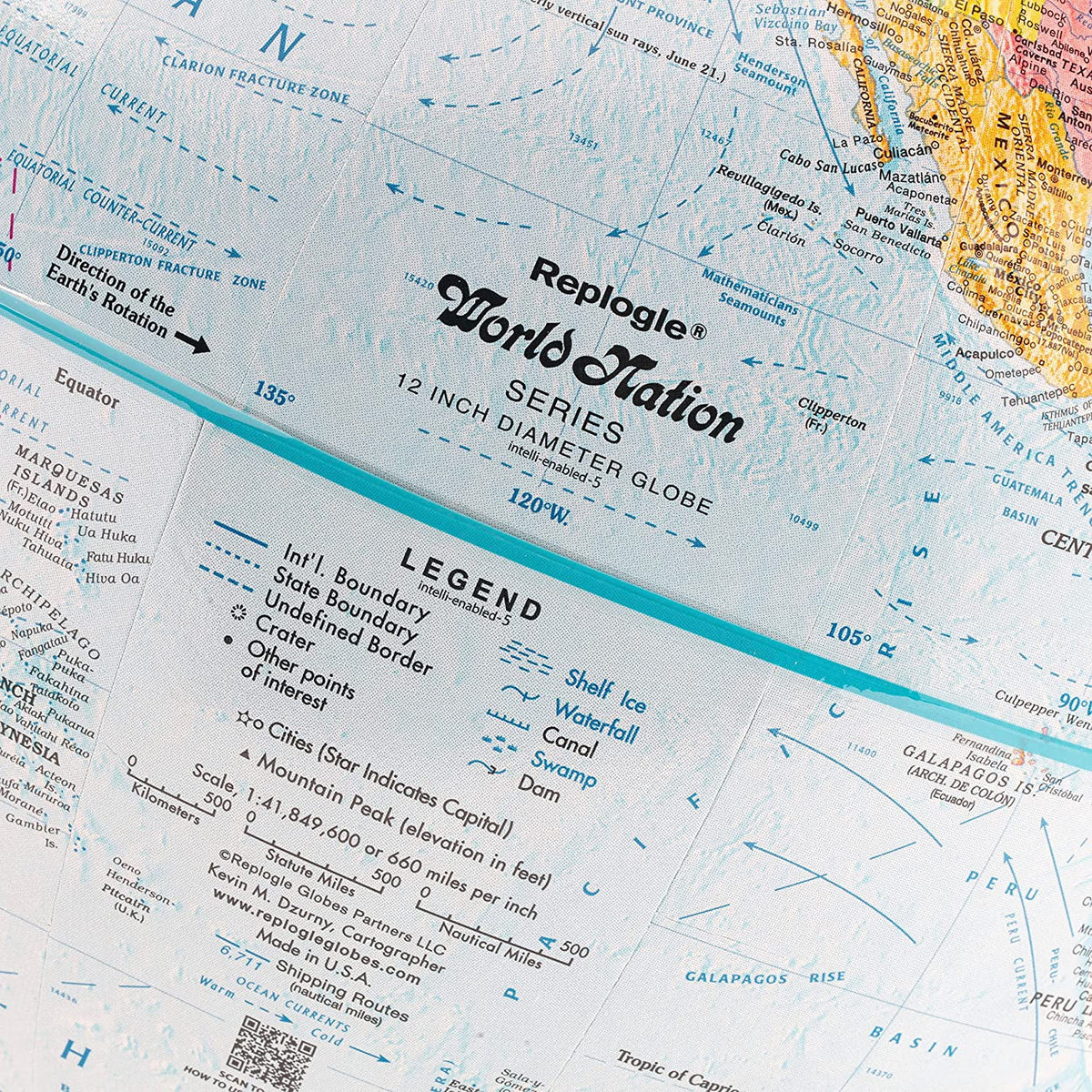 12 inch Blue Ocean Educational Raised Relief Political Globe P1787