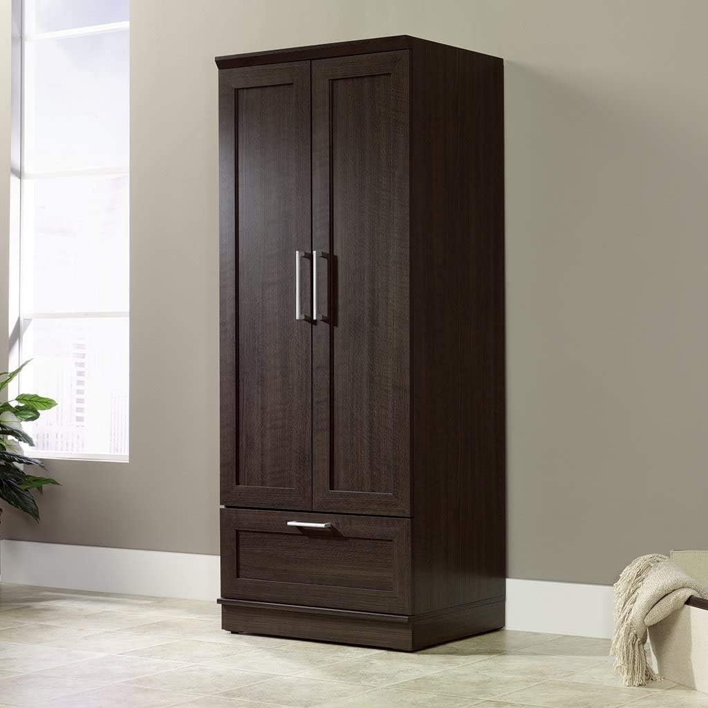 Storage Cabinet with 1-Drawer and Garment Rod in Dakota Oak Finish E4801