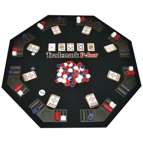 Foldable Poker Table Topper with Carry Case, 300 Poker Chips, 2 Decks of Cards, Dealer and Blind Buttons Q854843