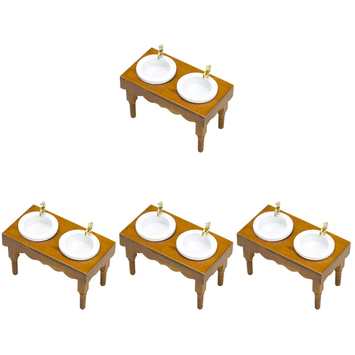 Walnut Color 4 Pieces Dollhouse Bathroom Sink Cabinet Q82686