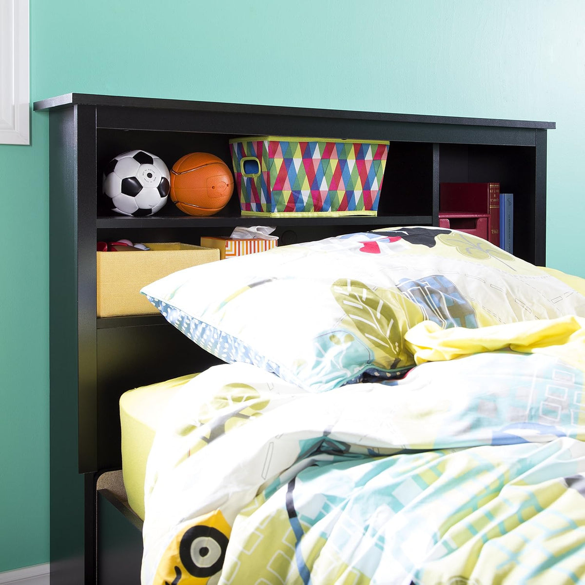 Pure Black Twin Bookcase Headboard I788768