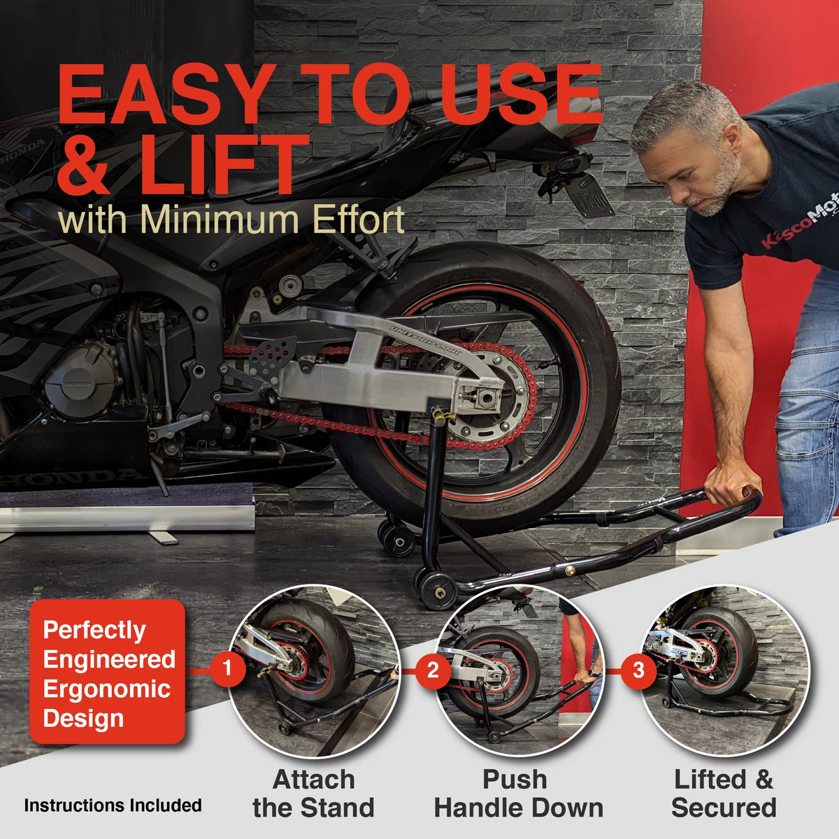 Motorcycle Front Rear Paddle Wheel Lift Stand P14980