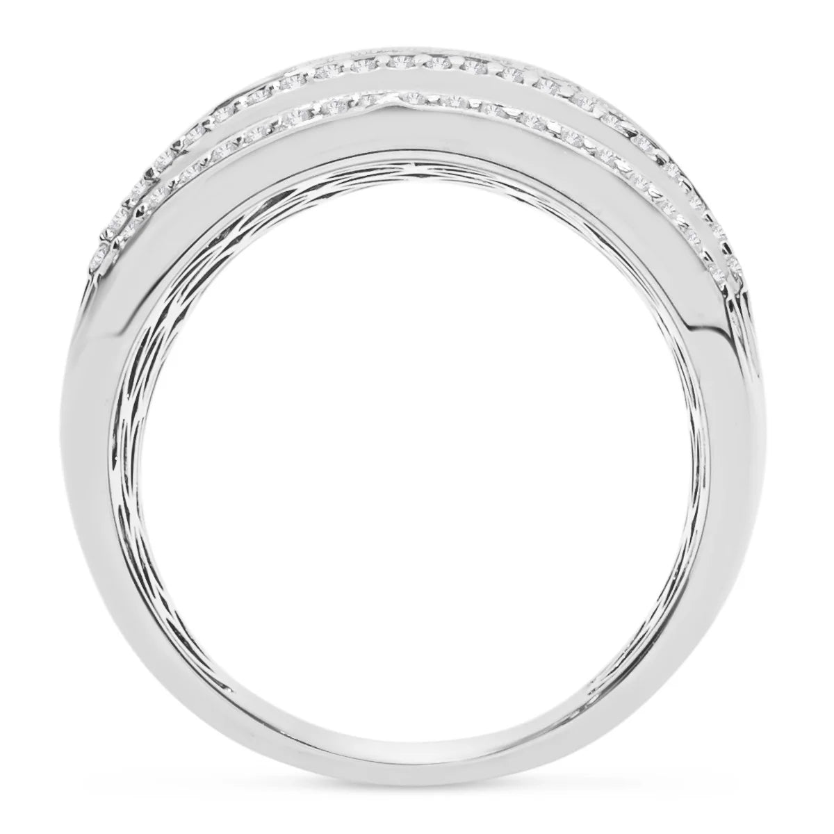 1 Carat Baguette and Round Colorless Diamond Band Ring In Sterling Silver Q8360
