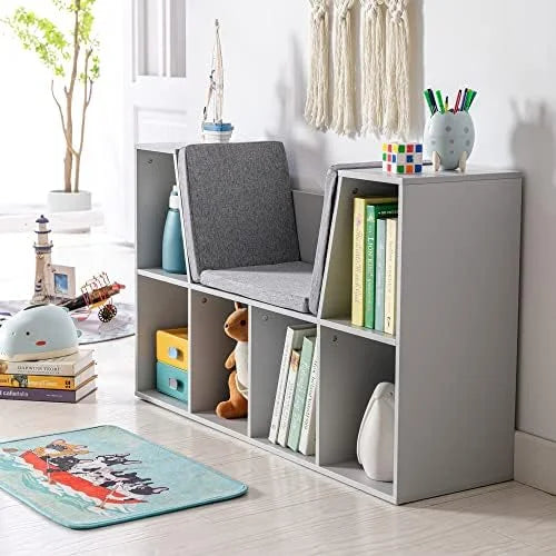 6-Cubby Bookcase with Reading Nook and Cushion T1226