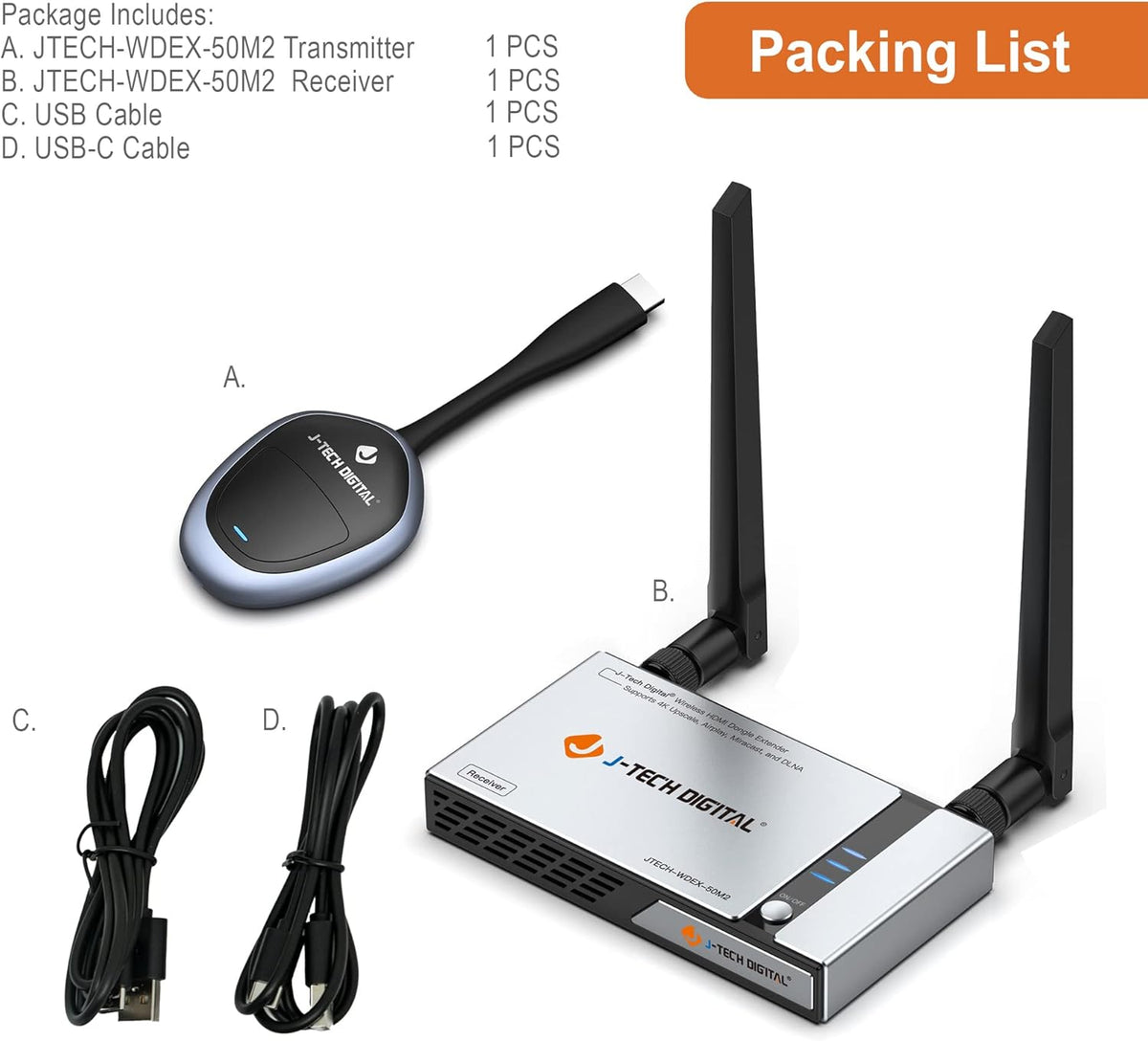 HDMI Wireless Extender Dongle Adapter Kit 1080p 98 Feet J910