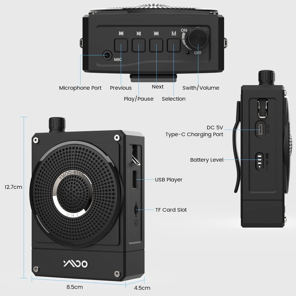 10W Rechargeable Voice Amplifier with UHF Wireless Microphone Headset M90274