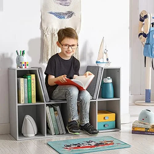 6-Cubby Bookcase with Reading Nook and Cushion T1226