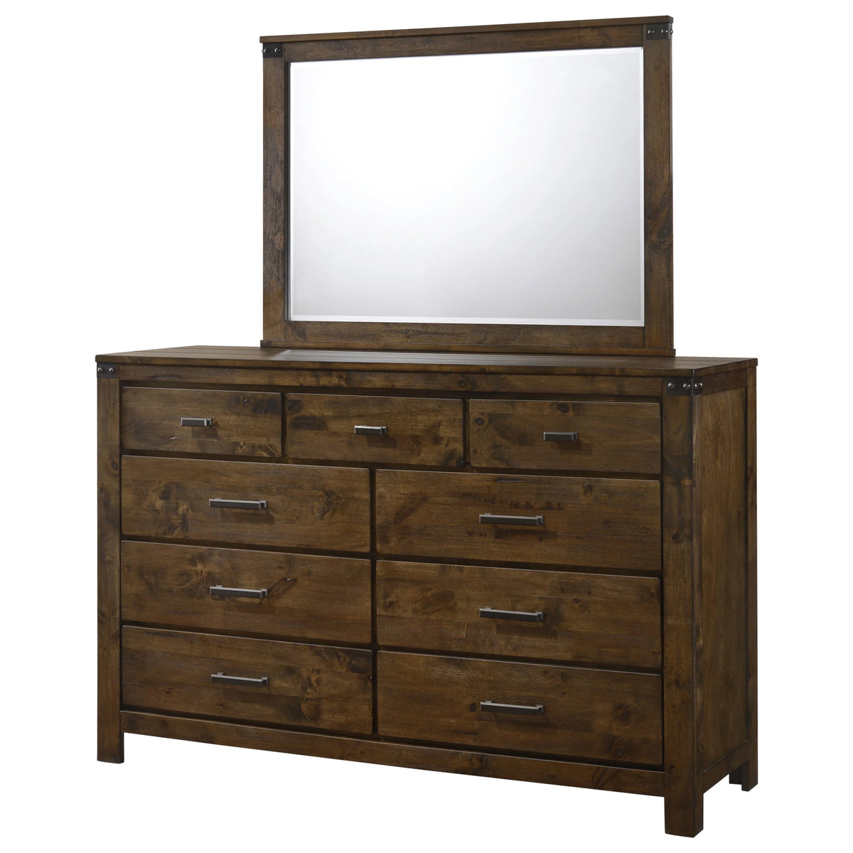 King Size 4pc Wooden Bedroom Set with Bed Dresser Mirror Nightstand Z987453