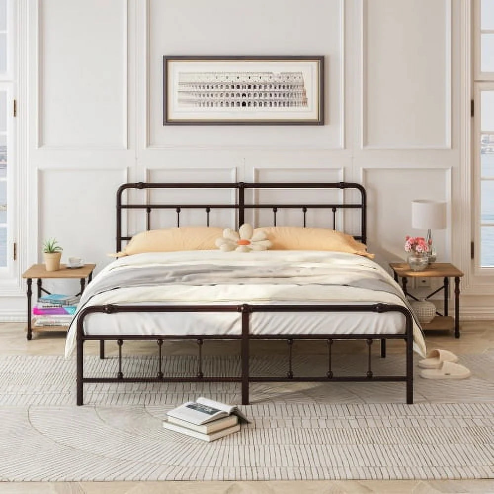 King Size Metal Platform Bed Frame with Headboard/Footboard P5009