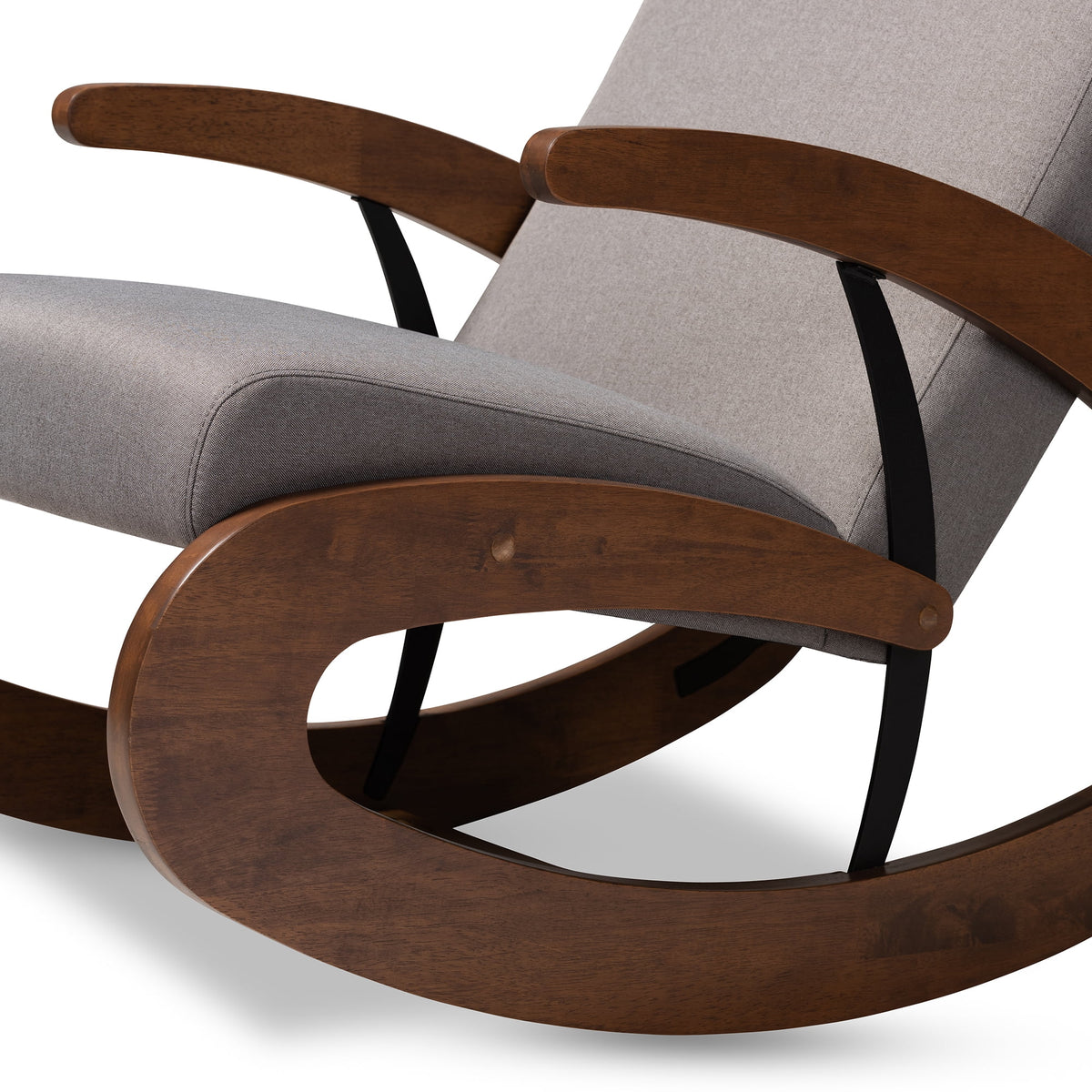 Gray Fabric Upholstered Wood Rocking Chair T27797
