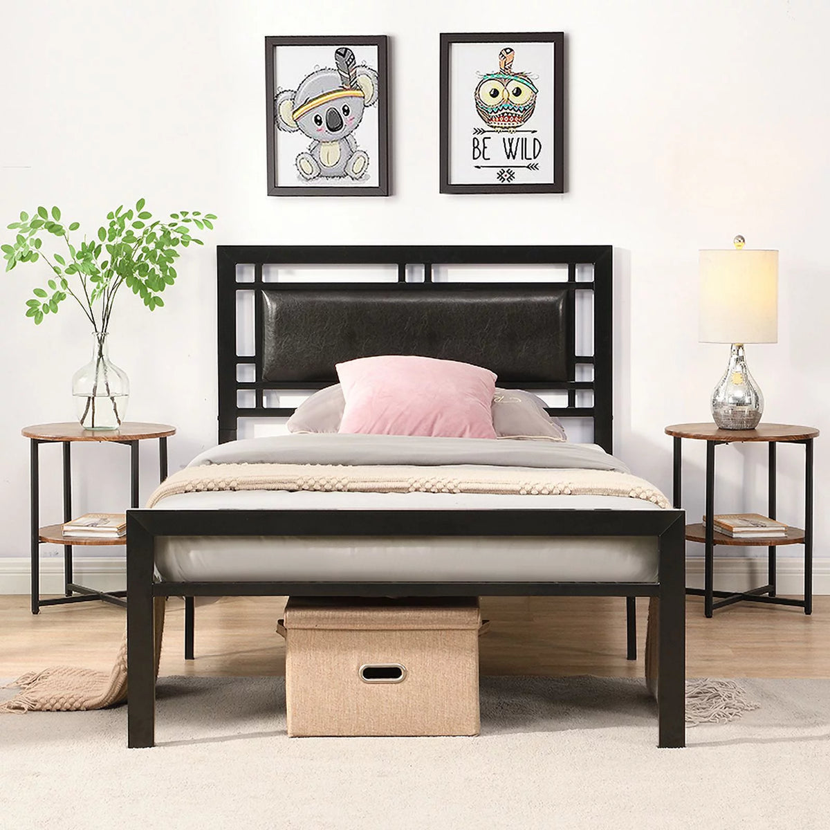 Twin Size Black Metal Bed Frame J1597