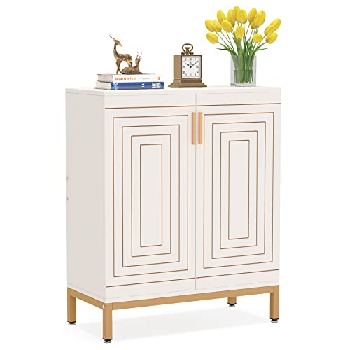 White Gold 20 Pairs Shoe Cabinet with Doors N929416