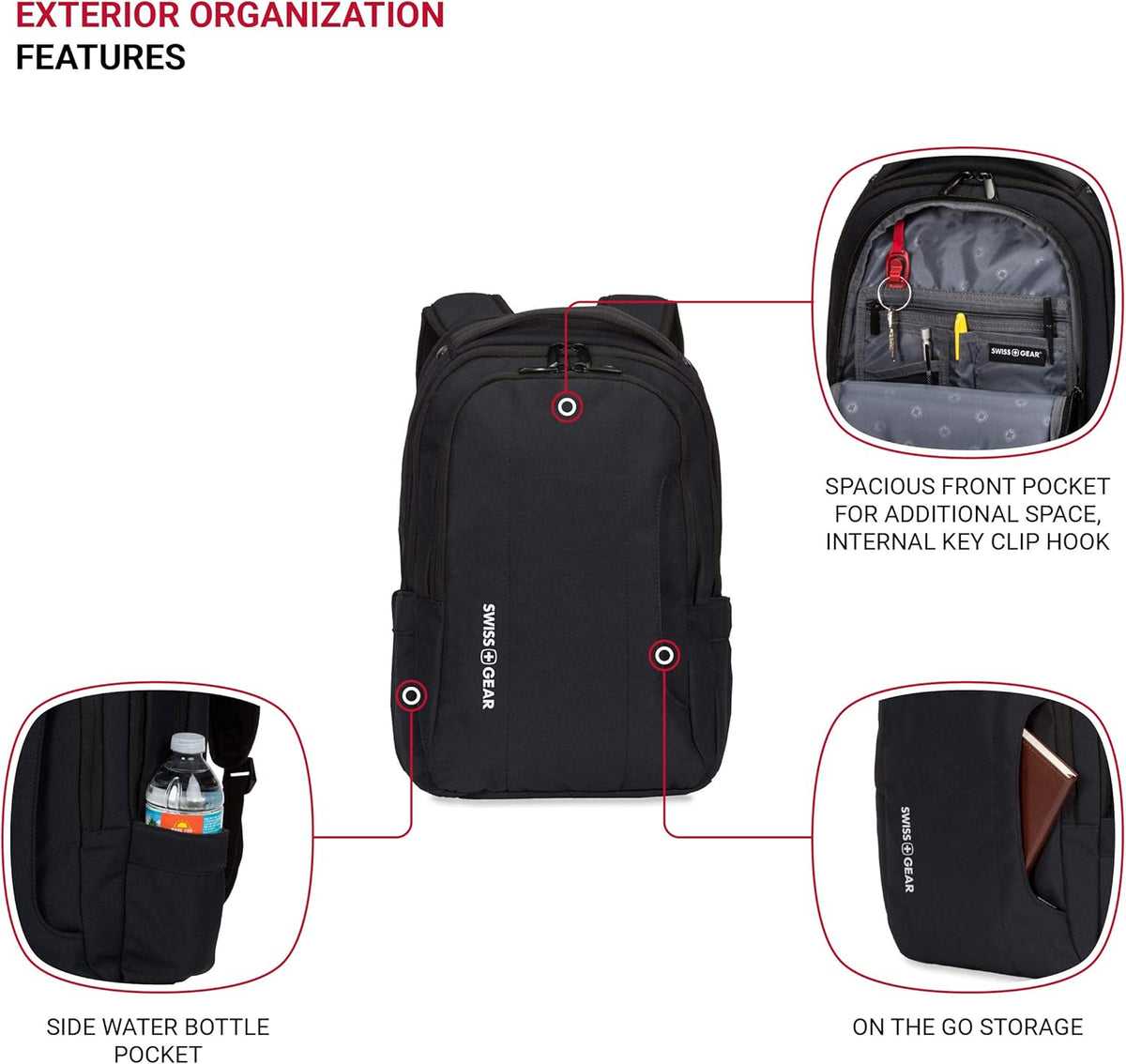 Compact Laptop Backpack, Black, 17-Inch T472456