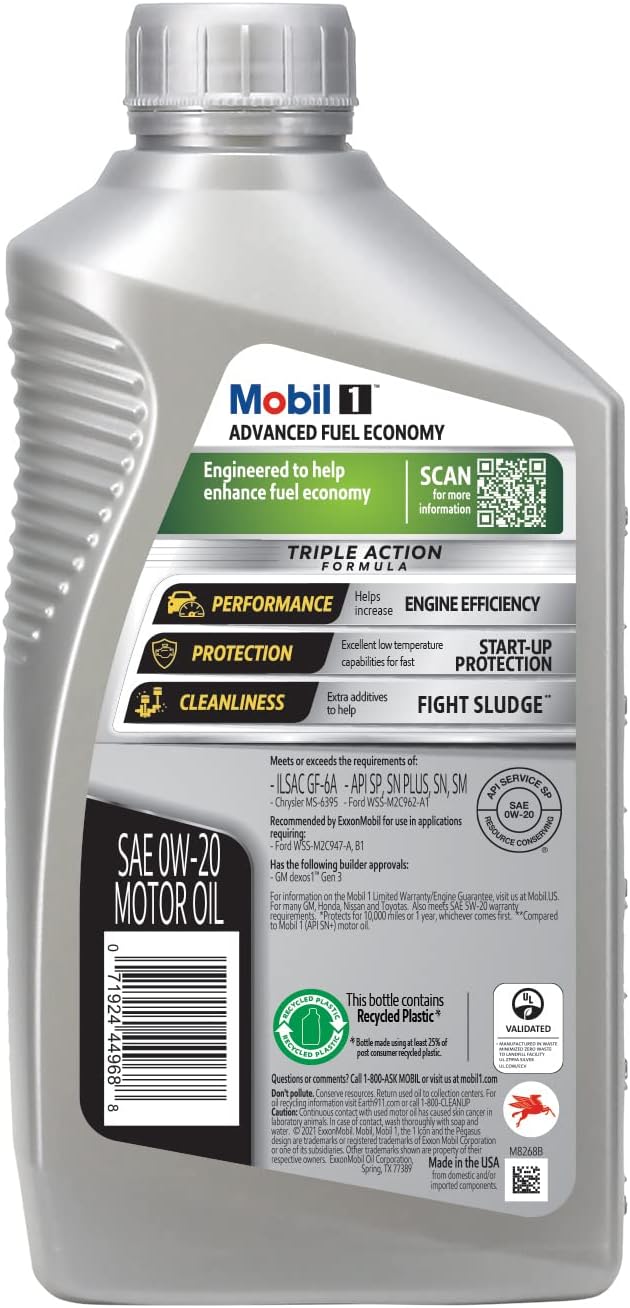 6-pack of 1 quarts Full Synthetic Motor Oil 0W-20 Y9394