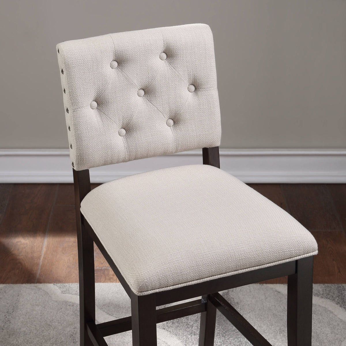 Walnut Button Tufted Counter Stool V4069