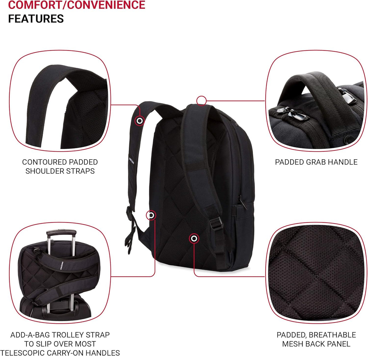 Compact Laptop Backpack, Black, 17-Inch T472456