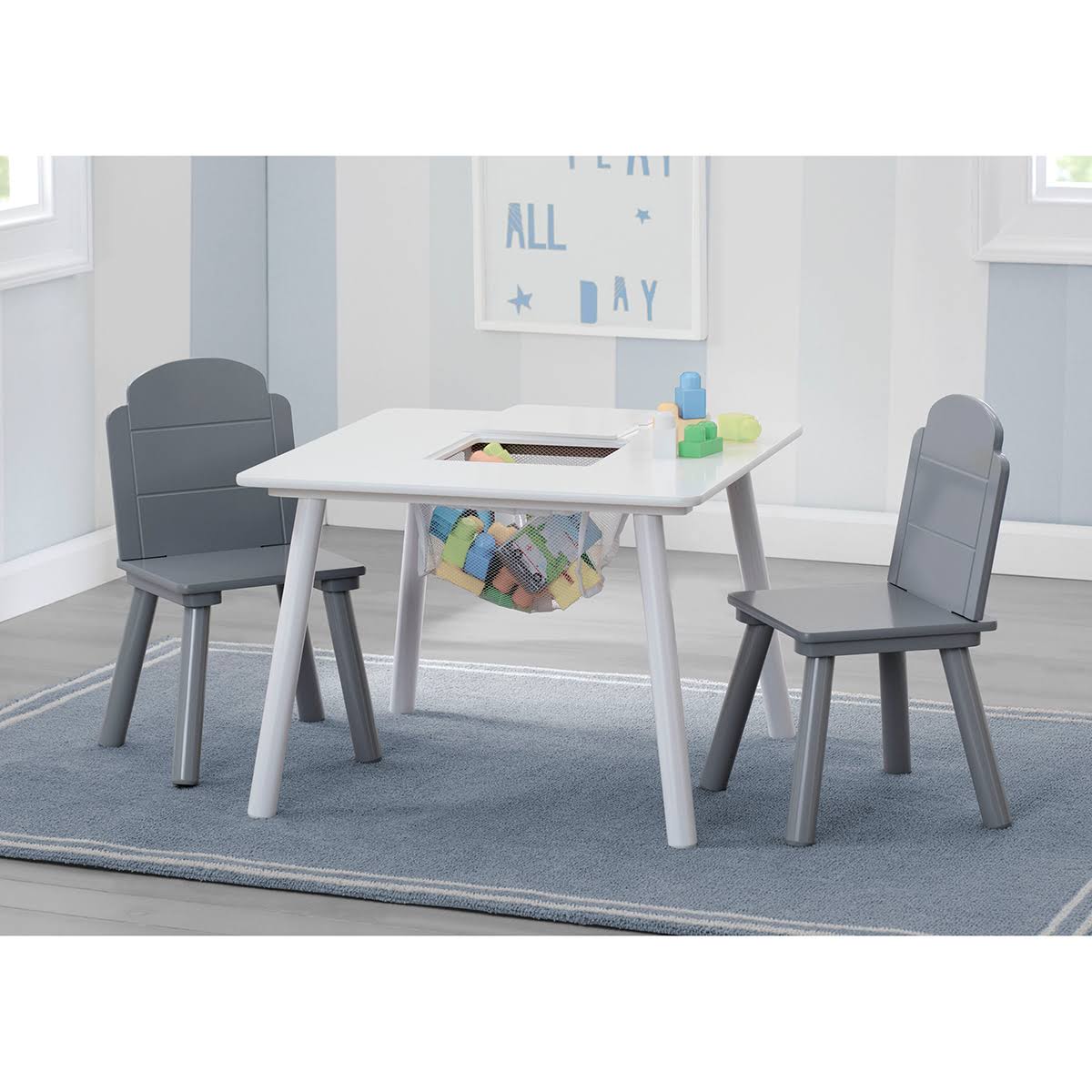 Grey Table and Chair Set with Storage N352740