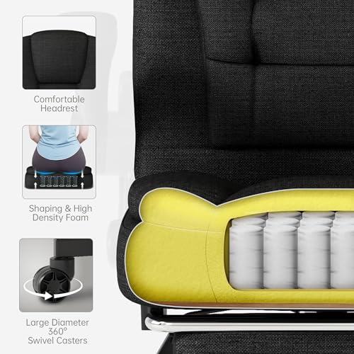 Fabric Ergonomic High Back Office Chair with Footrest, Black I12851