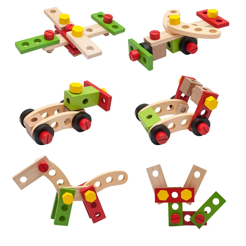 Wooden Construction Engineering Building Blocks Set D89818