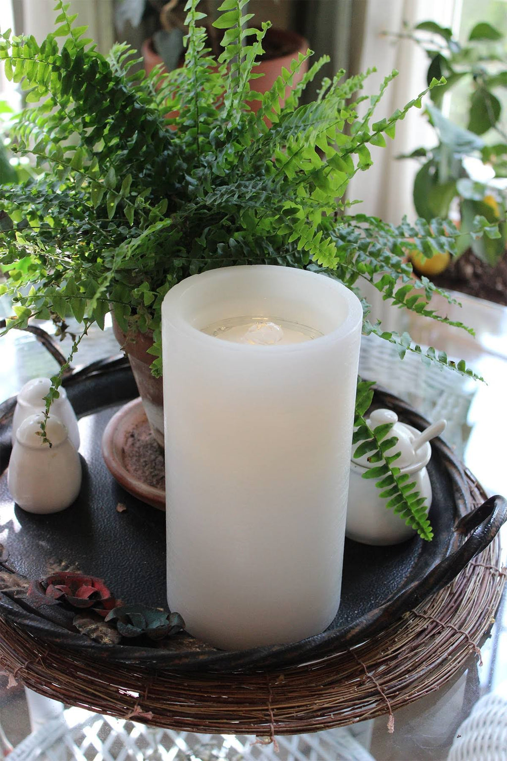 Ivory Flameless Candle Fountain M918