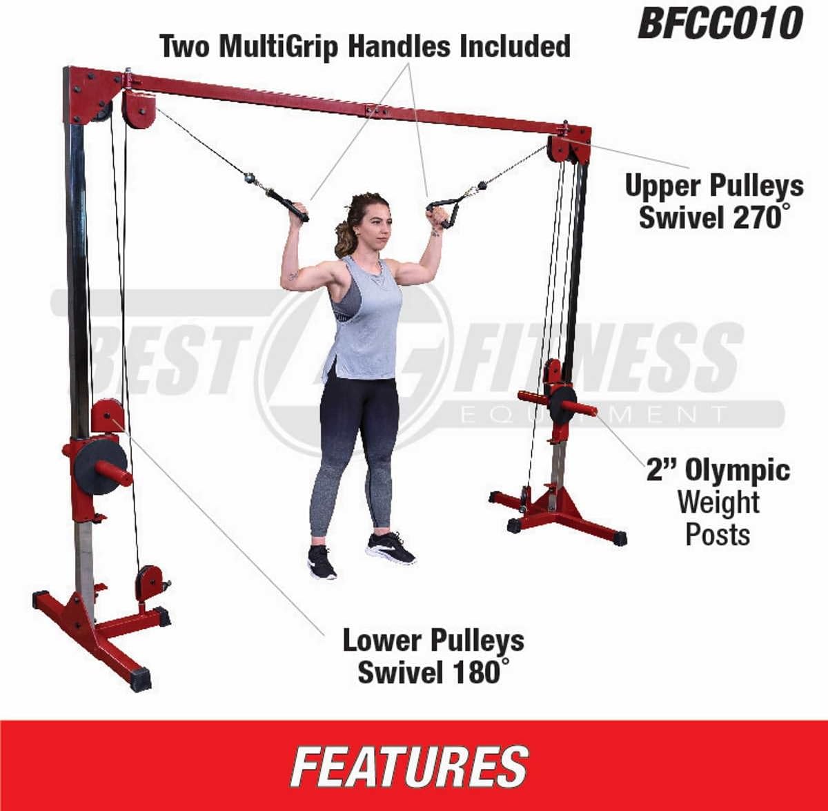 Red Dual Pulley Cable Machine G496