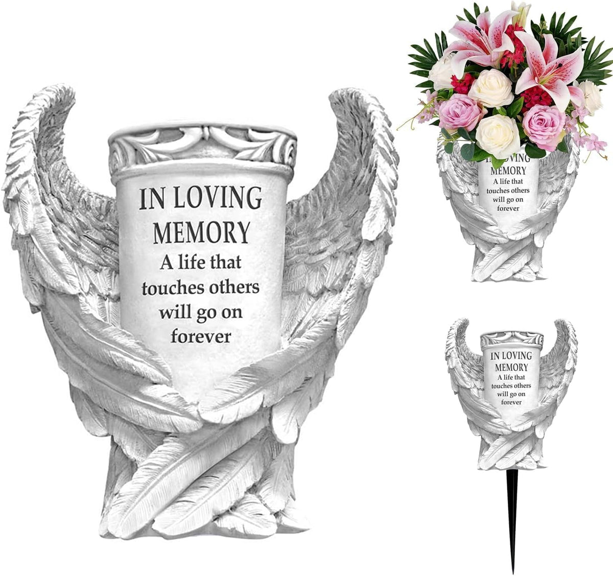 Grave Vase with Angel Wings Y1199