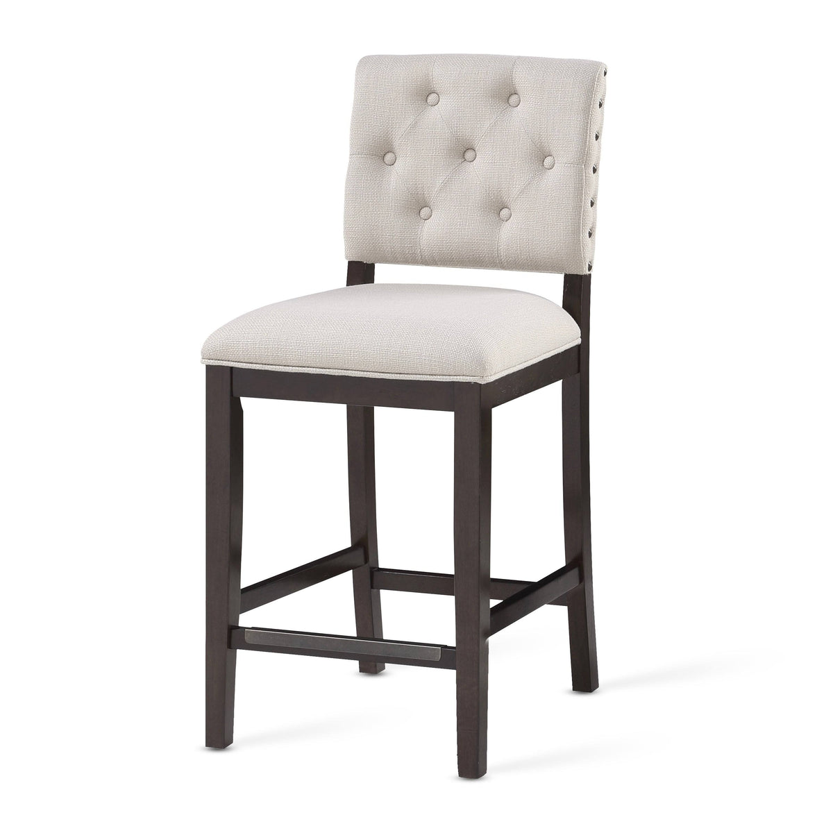 Walnut Button Tufted Counter Stool V4069