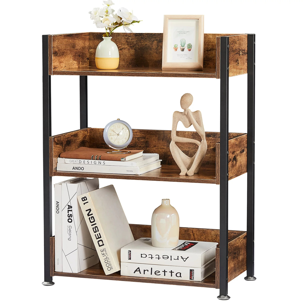 3-Tier Wooden Bookcase with Storage Shelves G8561