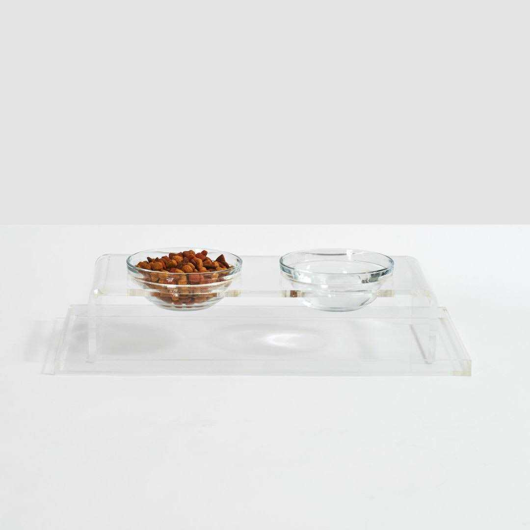 Clear Elevated Glass Bowl Feeder K188