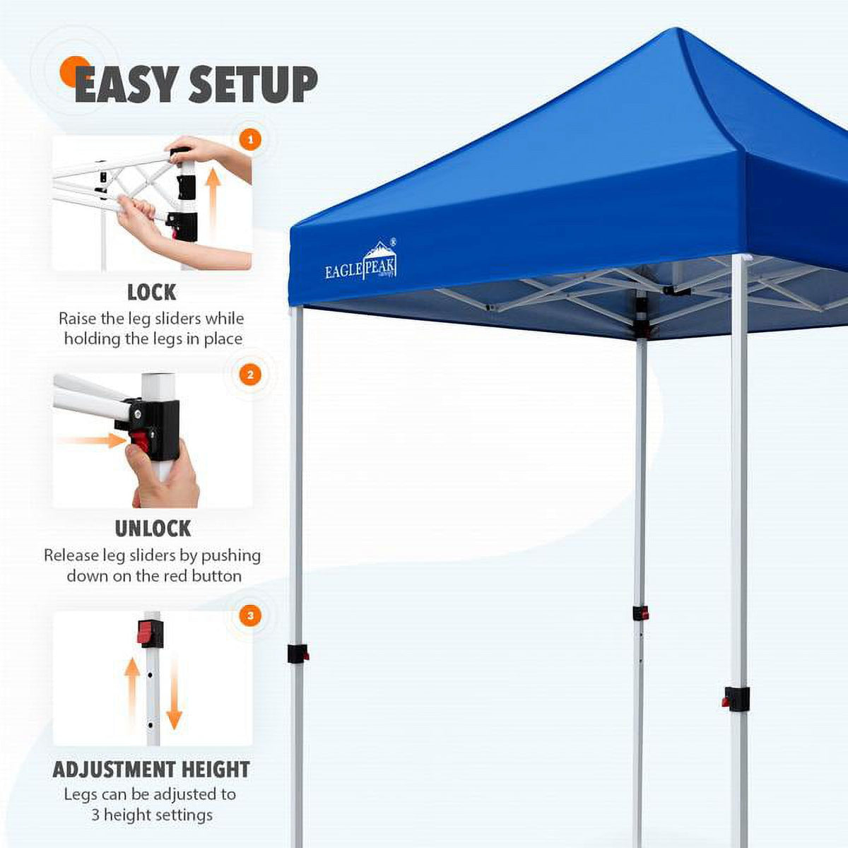 5x5ft Pop Up Canopy Tent Straight Leg Folding Shelter W5965