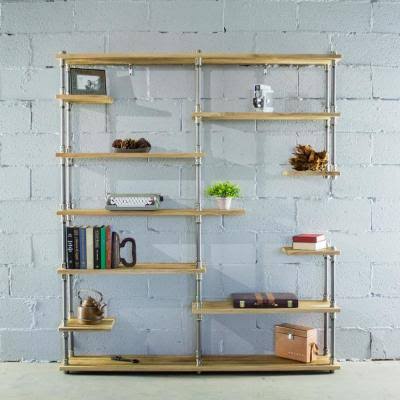 64-inch 11-Shelf Metal and Wood Bookcase U716964