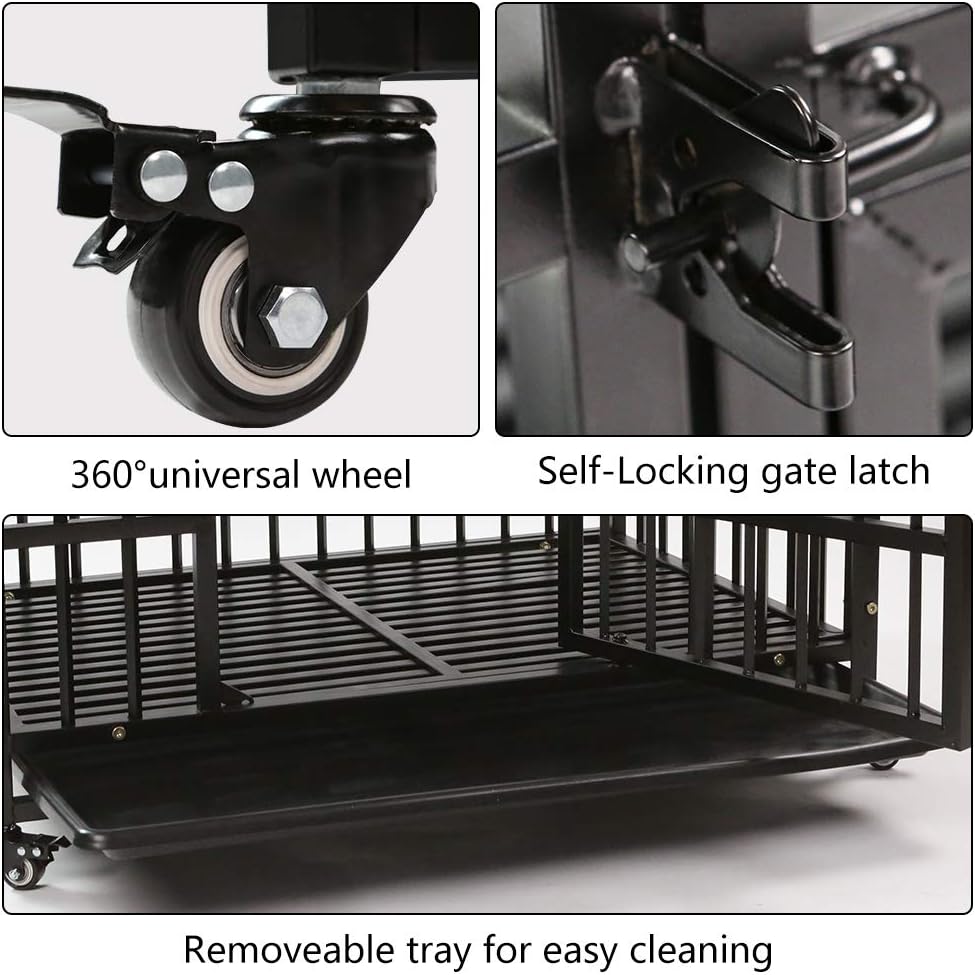 Heavy Duty Metal Dog Crate with Four Wheels, 38 inches T965779