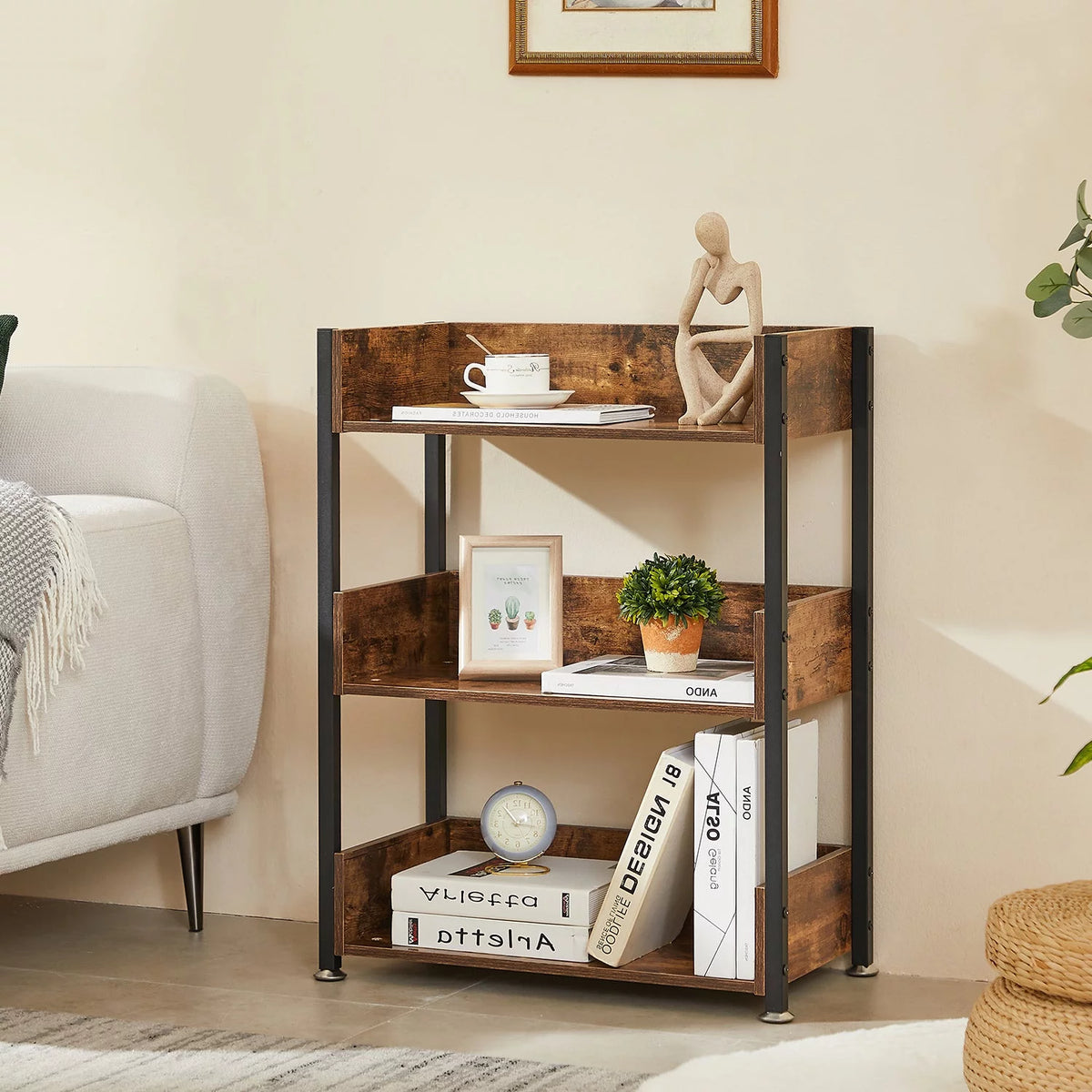 3-Tier Wooden Bookcase with Storage Shelves G8561