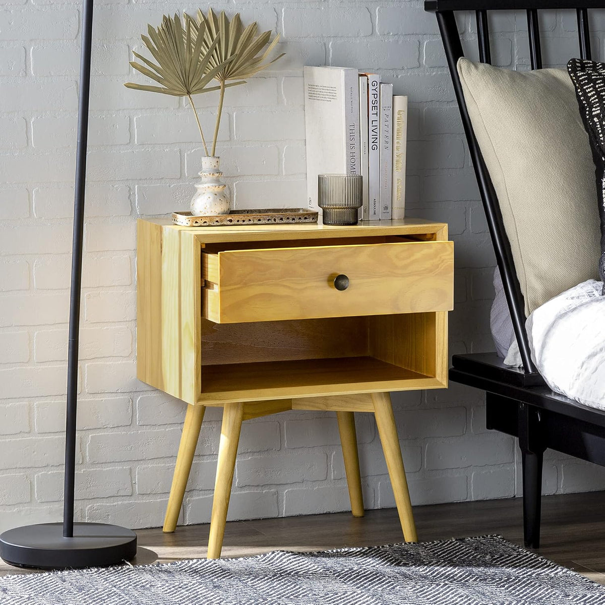 Caramel 2 Drawer Wood Nightstand D601140