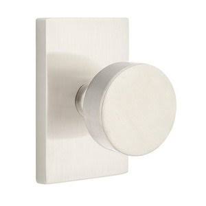 Passage Round Door Knob with Rectangular Rose in Satin Nickel S8773
