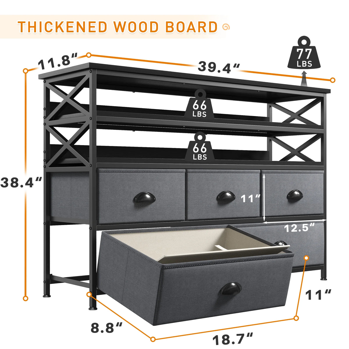 Rustic Brown 5 Drawer Dresser TV Stand A36186