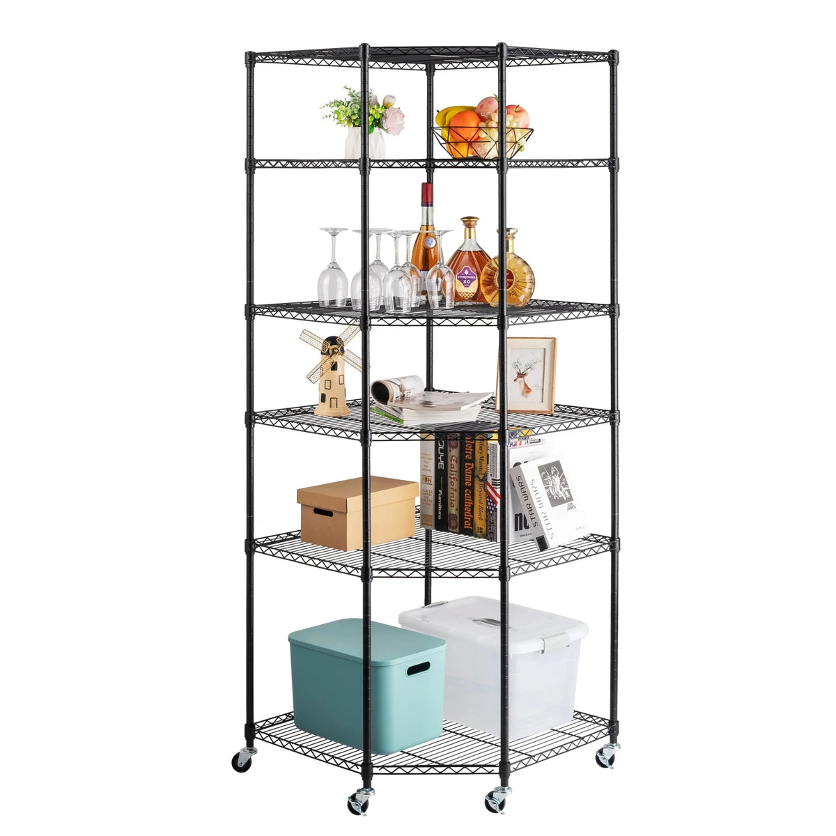6 Tire Heavy Duty Steel Garage Storage Rack with Wheels M51386