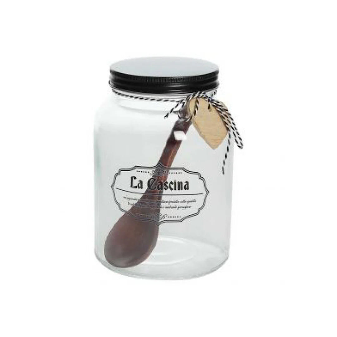 Glass Jar with Lid and Spoon L581